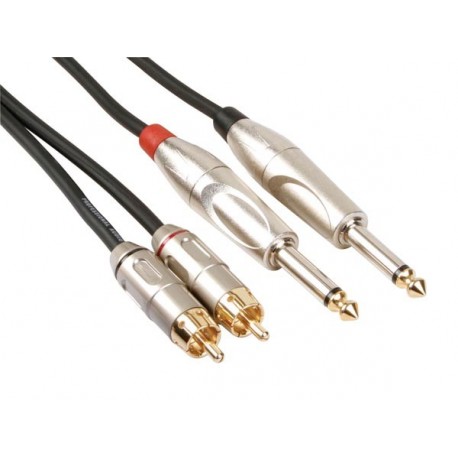 Cordon 2x jack 6,35mm - 2x RCA mâle (5m) - 1