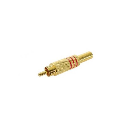 Connecteur RCA mâle doré bague rouge - 1