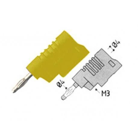 Fiche banane mâle 4 mm à visser - jaune