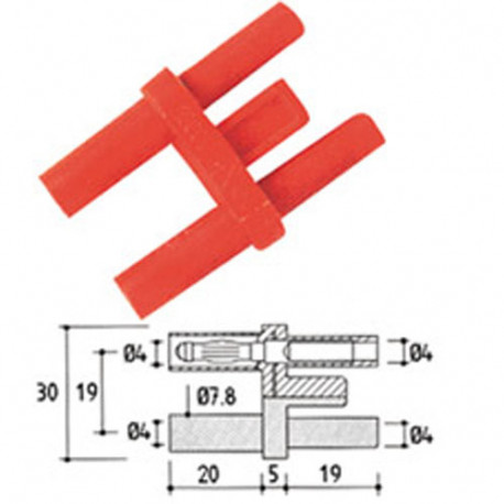 Shunt banane isolée IEC1010 - rouge - 1