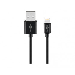 Cordon noir USB A mâle vers Lightning mâle (1m)