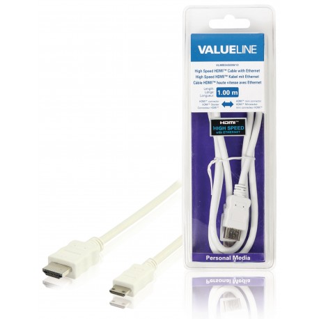 Câble HDMI avec Ethernet haute vitesse AM - CM Connecteur HDMI - HDMI Mini Mâle 1.00 m Blanc - 1