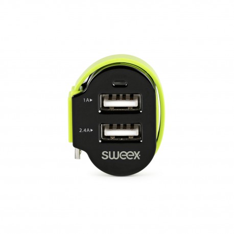 Chargeur de voiture 3-Outputs 6 A 2 x USB / Micro USB Noir/Vert - 1