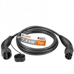 Cable de recharge souple noir Type 2 / 7.4 kW / 7 m