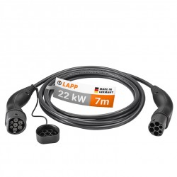 Cable de recharge souple noir Type 2 / 22 kW / 7m